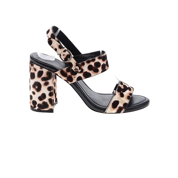 Joie Lakin Fur Slingback Block Heel Sandals In Snow Leopard 40 - Picture 2 of 10